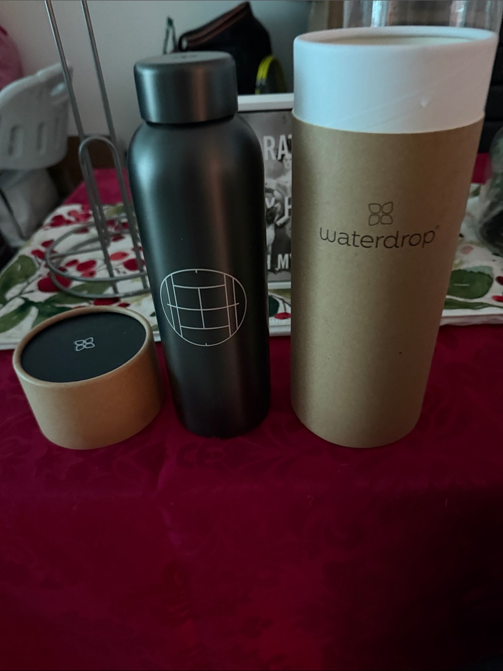 waterdrop Stainless Steel Black Insulated Bottle